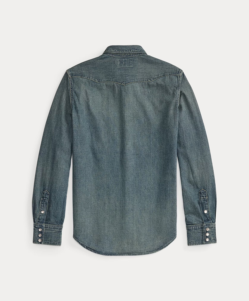 スリム フィット デニム ウエスタン シャツ ダークウォッシュ L(MEN)