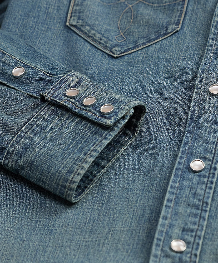 スリム フィット デニム ウエスタン シャツ ダークウォッシュ L(MEN)