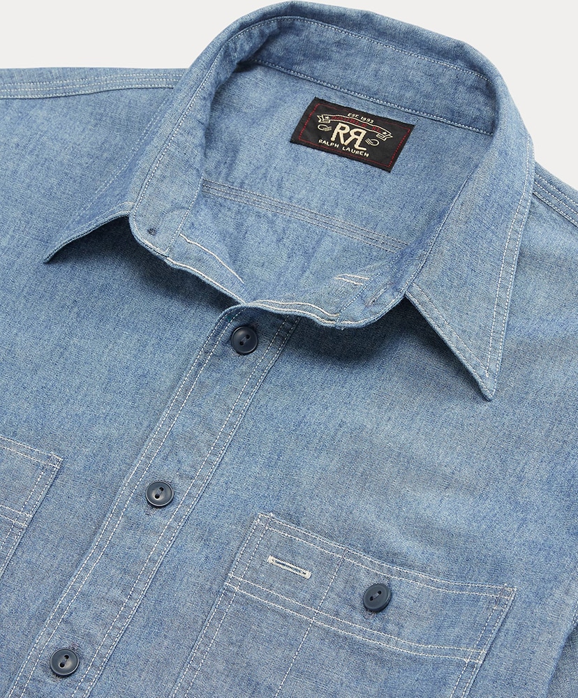 インディゴ シャンブレー ワークシャツ インディゴ L(MEN)