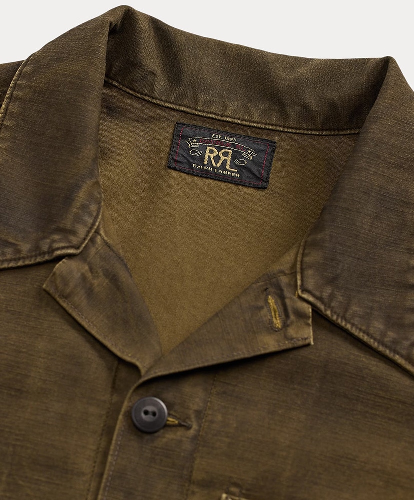 リバースサティーン オーバーシャツ ウォッシュドブラウン L(MEN)