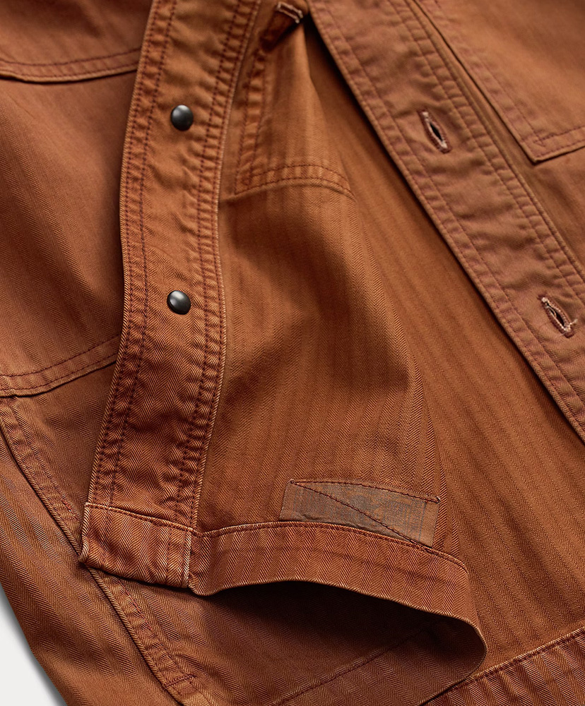 エンブロイダリー ヘリンボーン ツイル オーバーシャツ ブリック L(MEN)