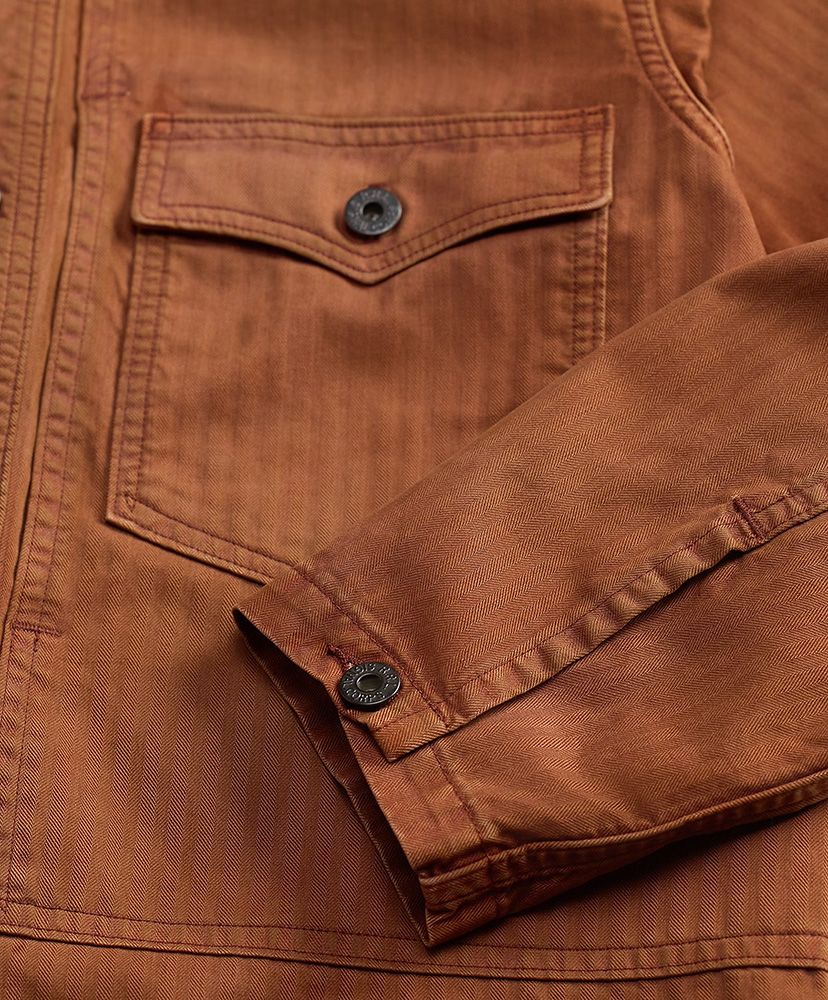 エンブロイダリー ヘリンボーン ツイル オーバーシャツ ブリック L(MEN)