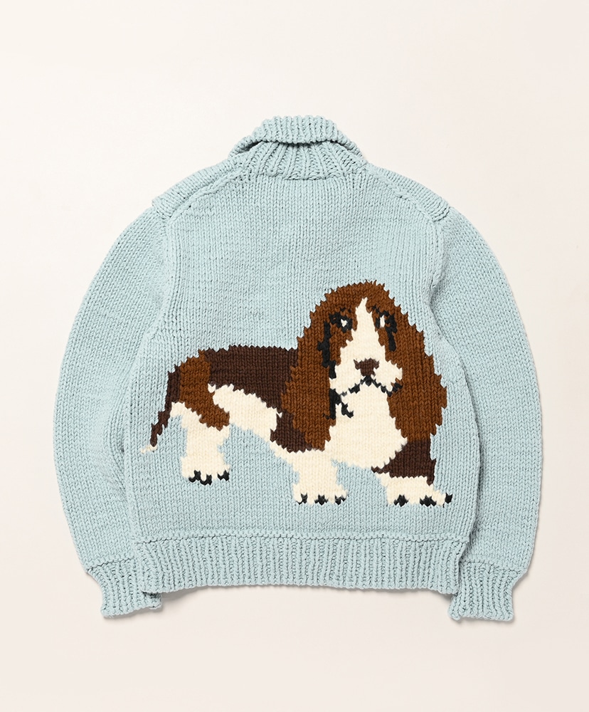 WQ-N010-051 - 綿天竺棒針インターシャ Sax Blue/サックスブルー L(MEN)