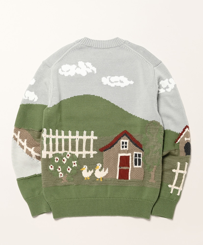 綿地柄インターシャジャガード Multi/マルチ L(MEN)