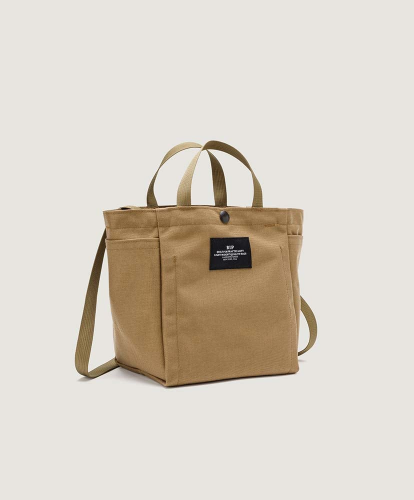 Small Side Pocket Tote - Canvas Nylon Khaki/カーキ FREE
