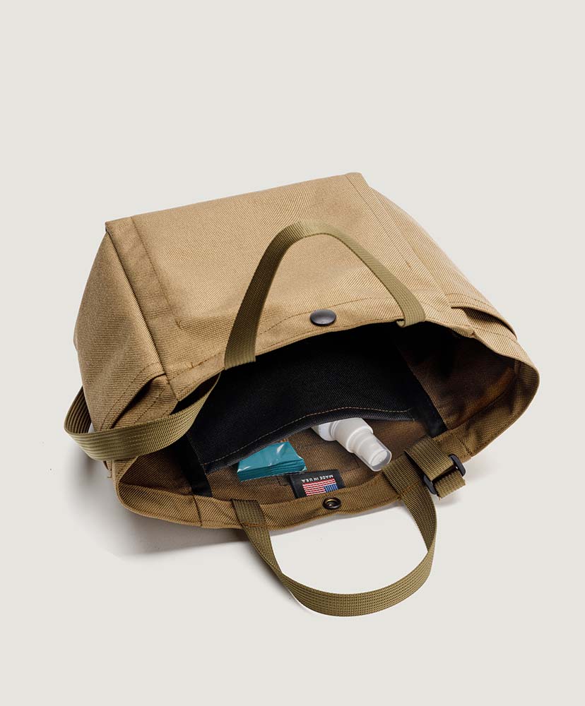 Small Side Pocket Tote - Canvas Nylon Khaki/カーキ FREE