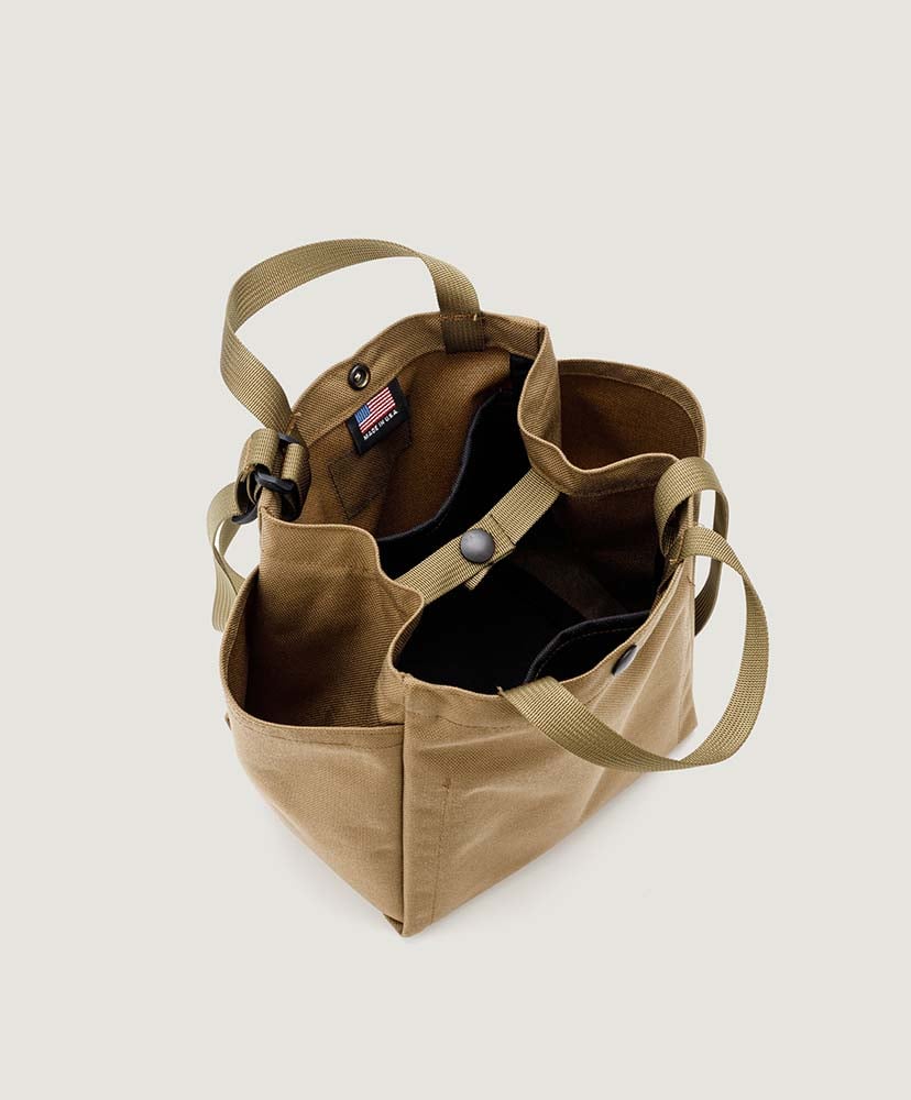 Small Side Pocket Tote - Canvas Nylon Khaki/カーキ FREE