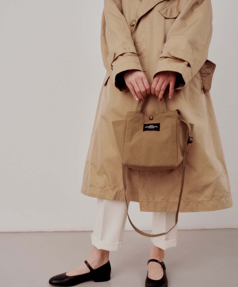 Small Side Pocket Tote - Canvas Nylon Khaki/カーキ FREE
