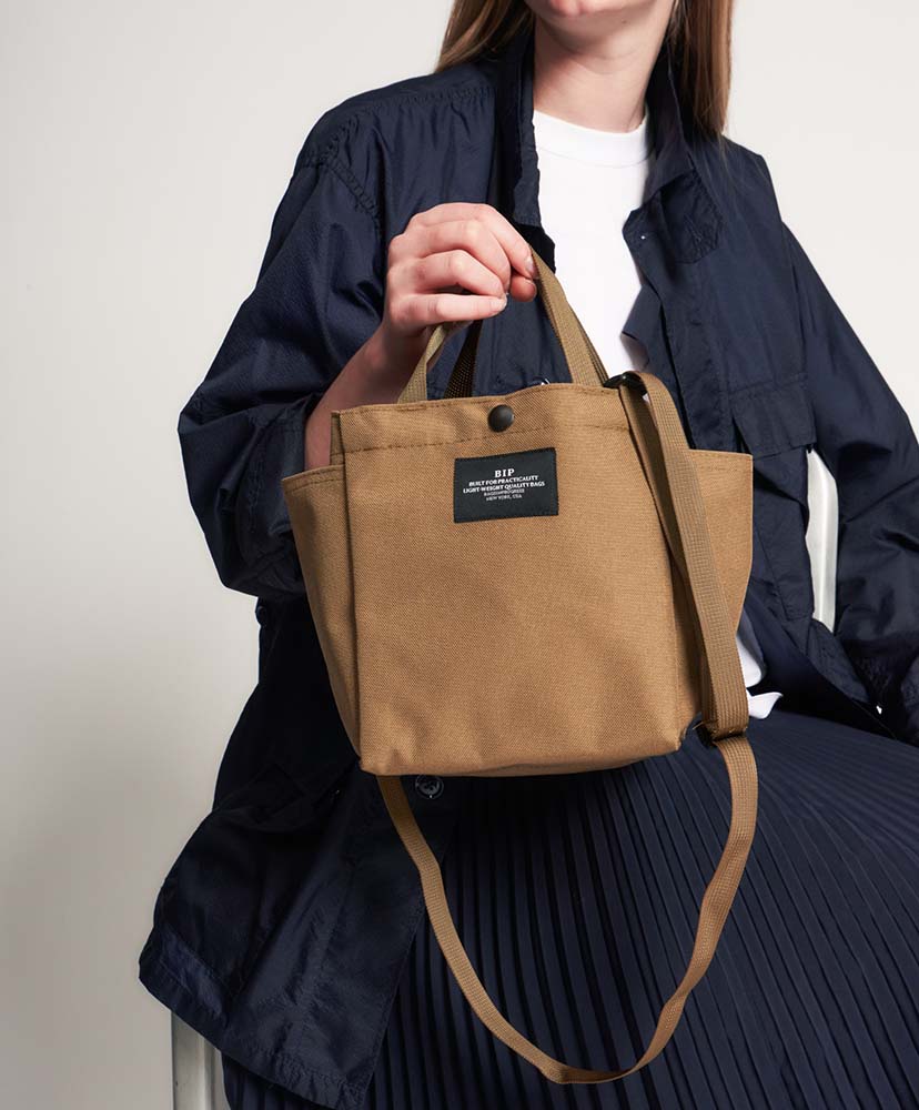 Small Side Pocket Tote - Canvas Nylon Khaki/カーキ FREE