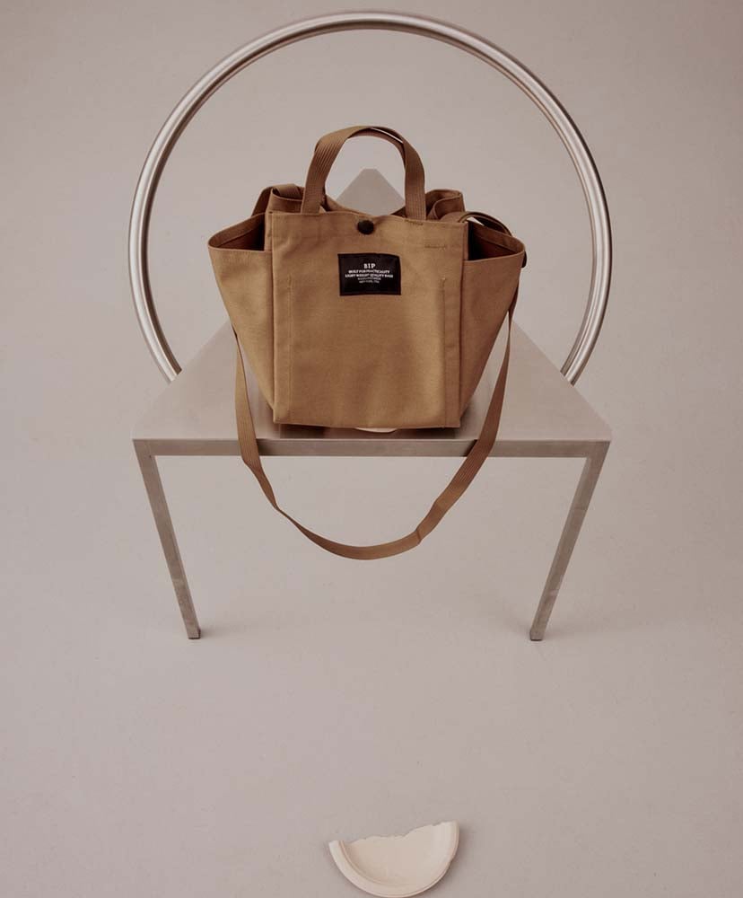 Small Side Pocket Tote - Canvas Nylon Khaki/カーキ FREE