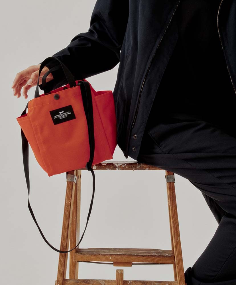 Small Side Pocket Tote - Canvas Nylon Raddish Orange/ラディッシュオレンジ FREE