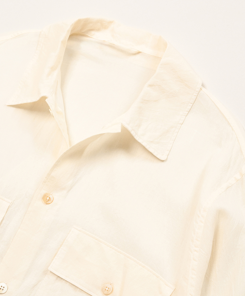 Silk-Co Voile Military Shirt Ivory/アイボリー 2(MEN)