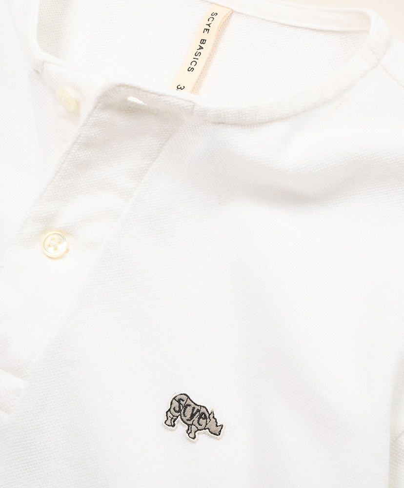 Cotton Pique Henley Neck Shirt 005/オフシロ 38(WOMEN)