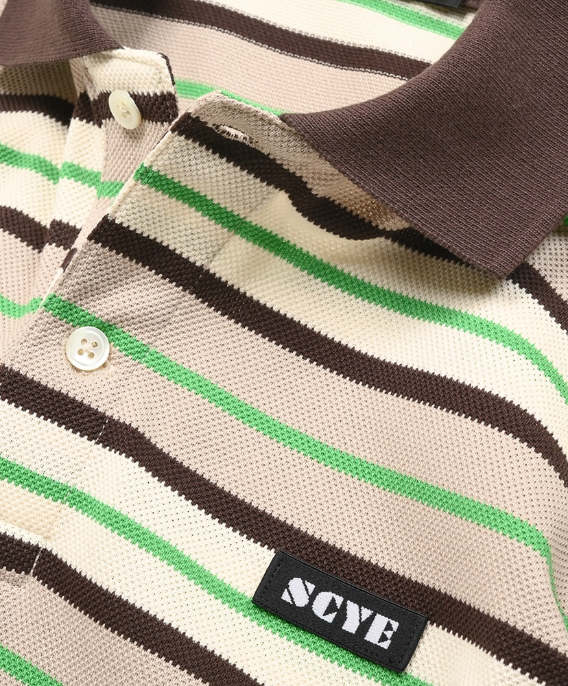 Striped Cotton Piquet Polo Shirt 031/グリーン 38(WOMEN)