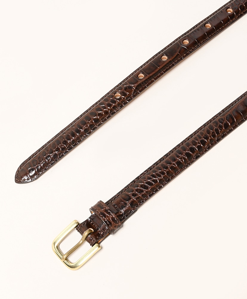 Press Croco Dress Belt 049/ダークブラウン M(MEN)