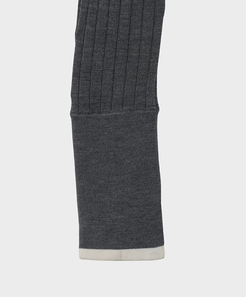 Silk Rib Knit Crew Neck Cardigan Gray/グレー 36(WOMEN)
