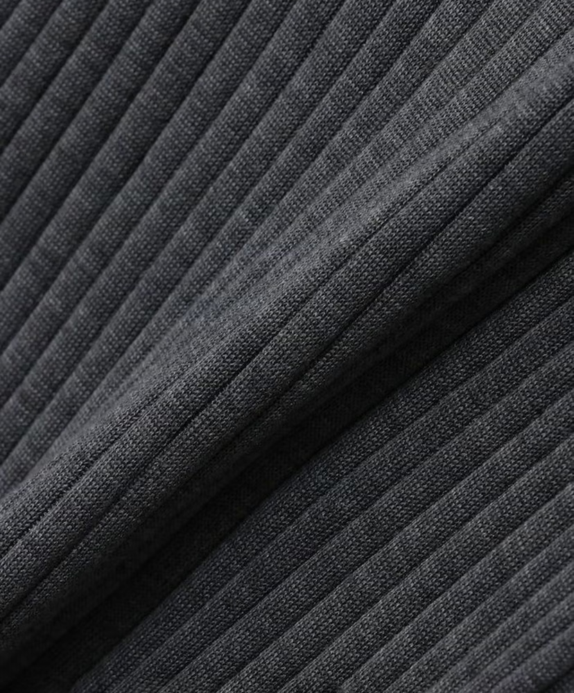 Silk Rib Knit Crew Neck Cardigan Gray/グレー 36(WOMEN)