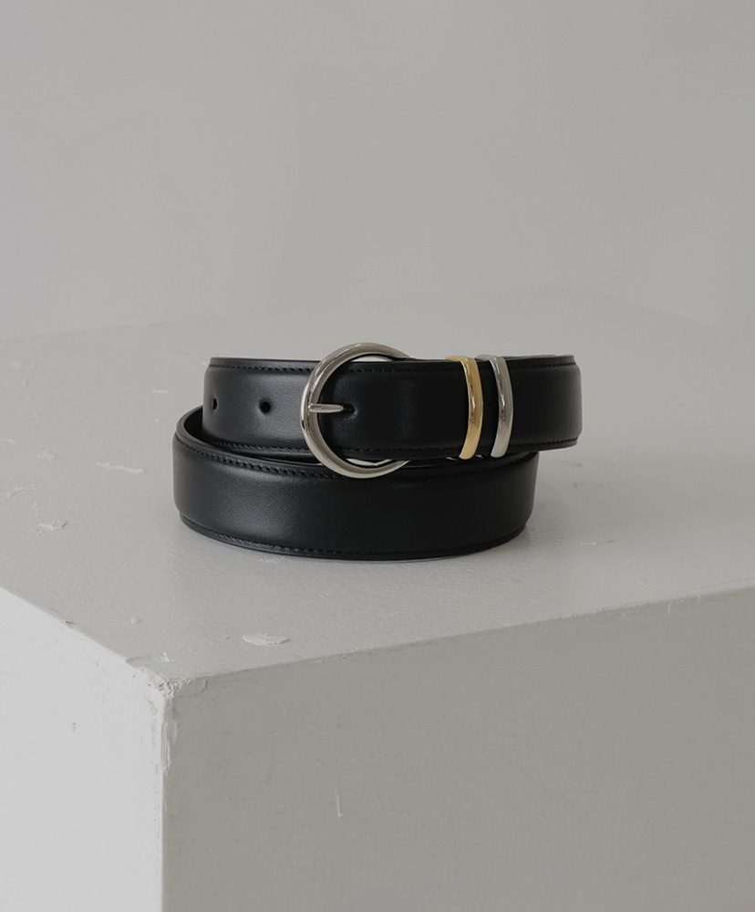 Leather Belt - Silver Buckle / Gold - Silver Loops Black×Silver/ブラック×シルバー S(WOMEN)