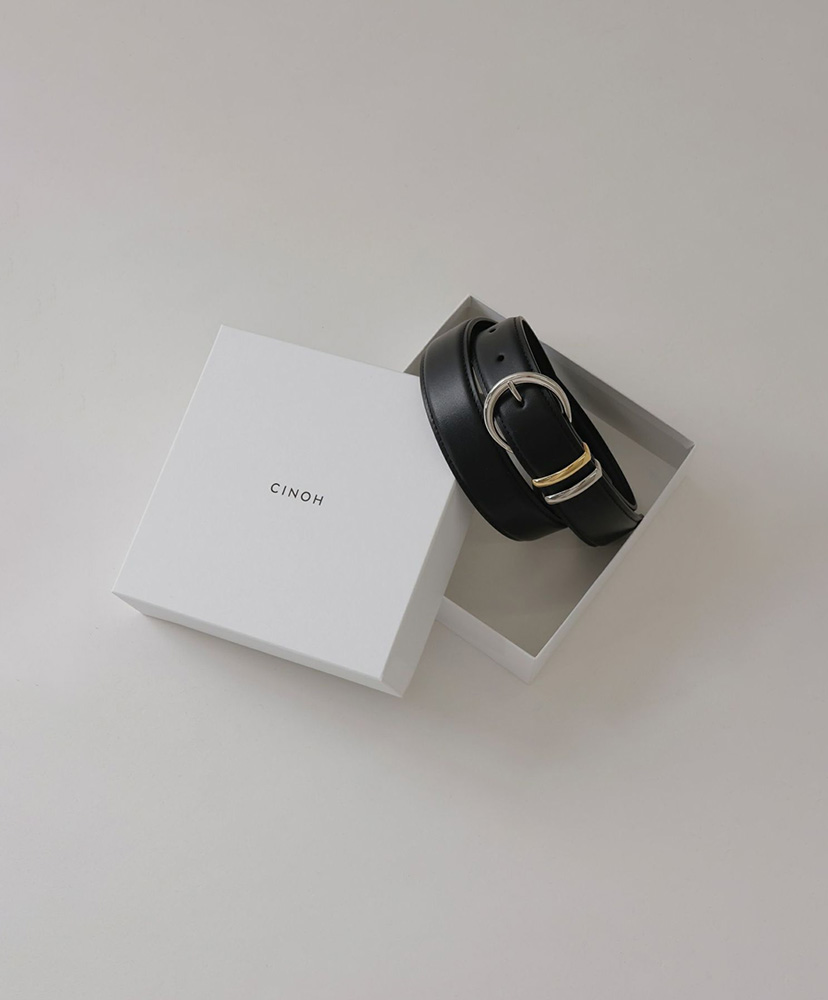 Leather Belt - Silver Buckle / Gold - Silver Loops Black×Silver/ブラック×シルバー S(WOMEN)