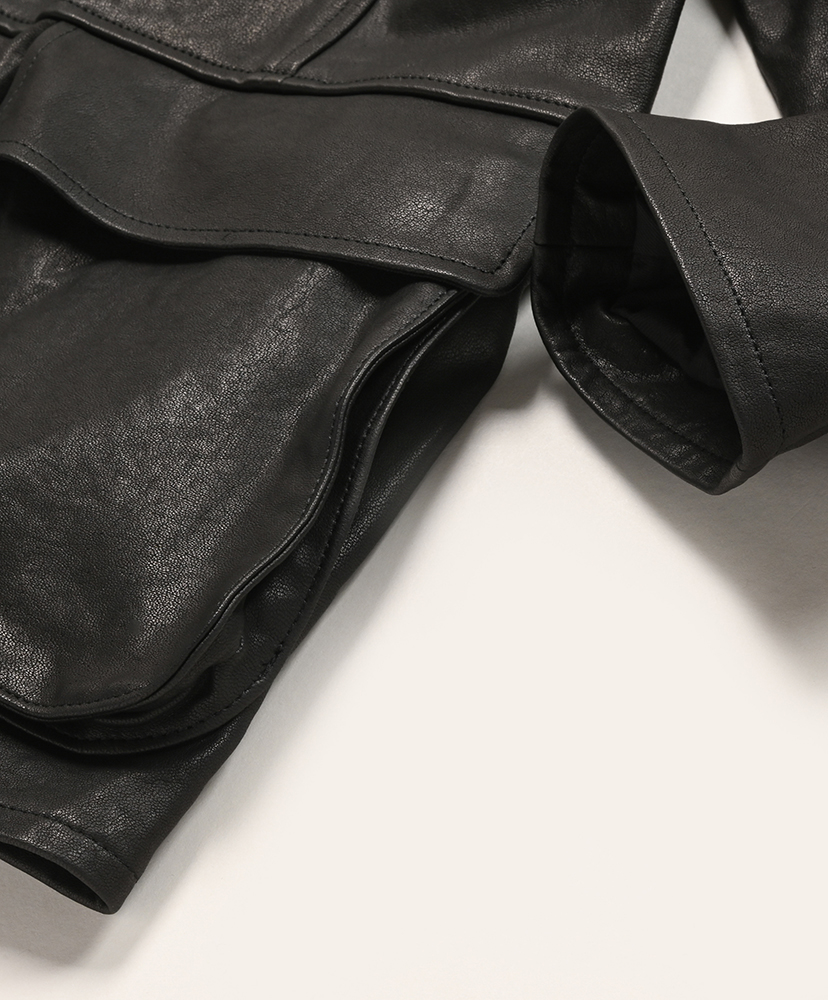 Textured Lamb Leather Blouson Black/ブラック 3(MEN)