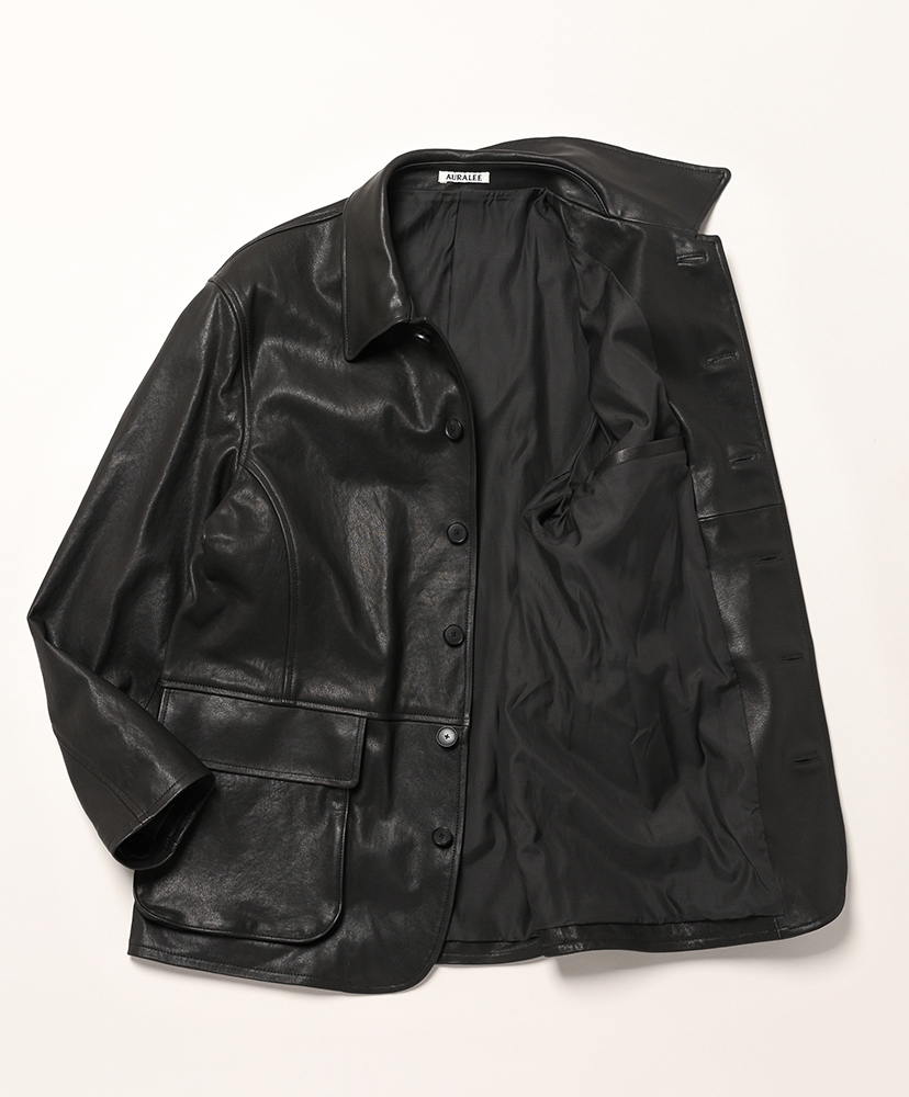 Textured Lamb Leather Blouson Black/ブラック 3(MEN)