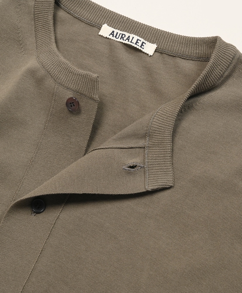 Giza High Gauge Knit Half Sleeved Cardigan Olive Gray/オリーブグレー 3(MEN)