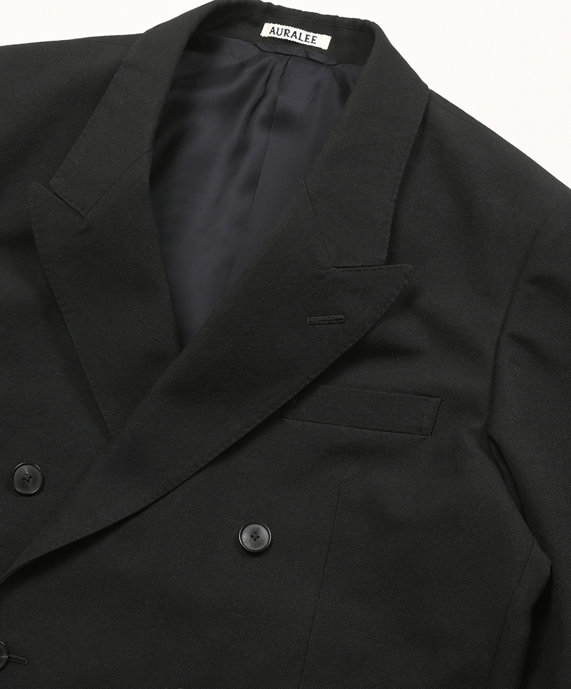 Wool Cotton Linen OX Double-Breasted Jacket Black/ブラック 3(MEN)