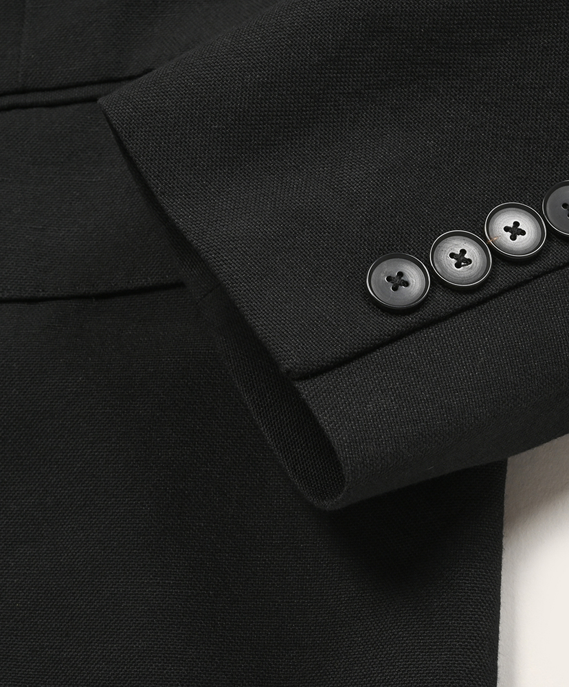 Wool Cotton Linen OX Double-Breasted Jacket Black/ブラック 3(MEN)