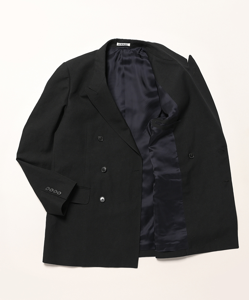 Wool Cotton Linen OX Double-Breasted Jacket Black/ブラック 3(MEN)