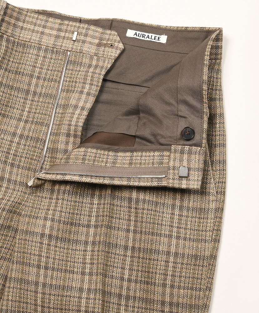 Silk Linen Nep Check Slacks Dark Brown Check/ダークブラウンチェック 3(MEN)