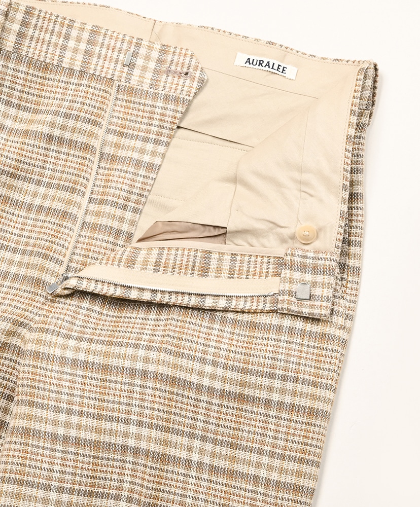 Silk Linen Nep Check Slacks Ivory Beige Check/アイボリーベージュチェック 3(MEN)