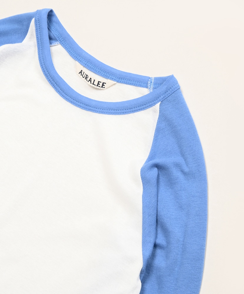 Super High Gauge Sheer Rib Raglan P/O White×Blue/ホワイト×ブルー 0(WOMEN)