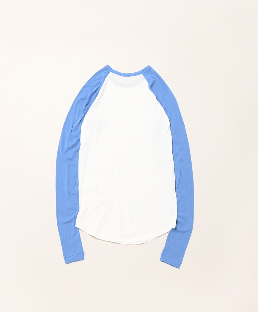 Super High Gauge Sheer Rib Raglan P/O White×Blue/ホワイト×ブルー 0(WOMEN)