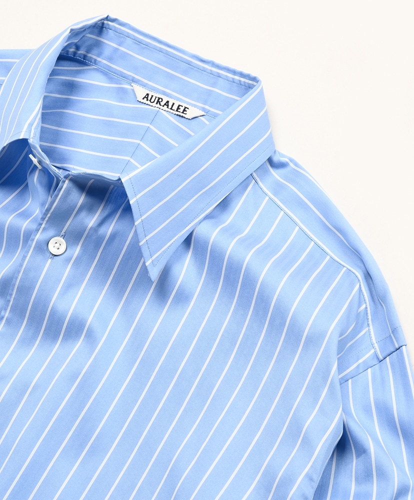 Cotton Silk Stripe Shirt Sax Blue Stripe/サックスブルーストライプ 3(MEN)