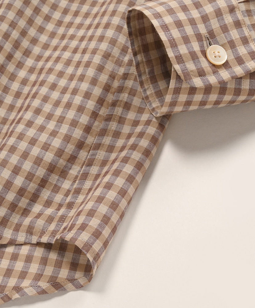 Airy Light Cotton Check Big Shirt Brown Gingham Check/ブラウンギンガムチェック 3(MEN)