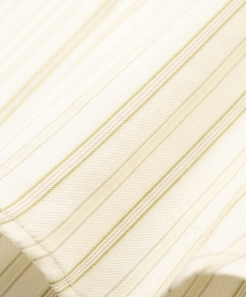 Cotton Silk Stripe Stand Collar Shirt Ivory Stripe/アイボリーストライプ 3(MEN)