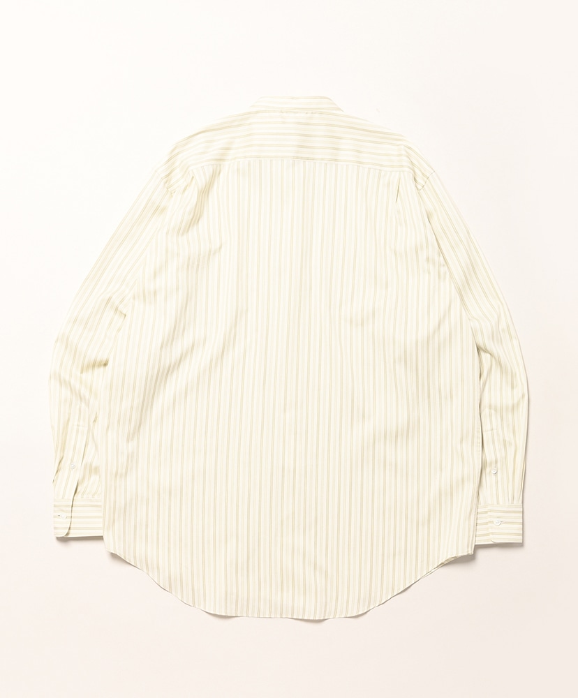 Cotton Silk Stripe Stand Collar Shirt Ivory Stripe/アイボリーストライプ 3(MEN)