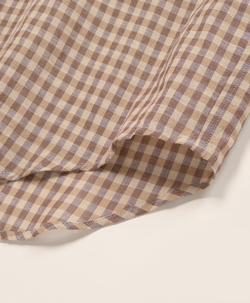 Airy Light Cotton Check Half Sleeved Shirt Brown Gingham Check/ブラウンギンガムチェック 3(MEN)