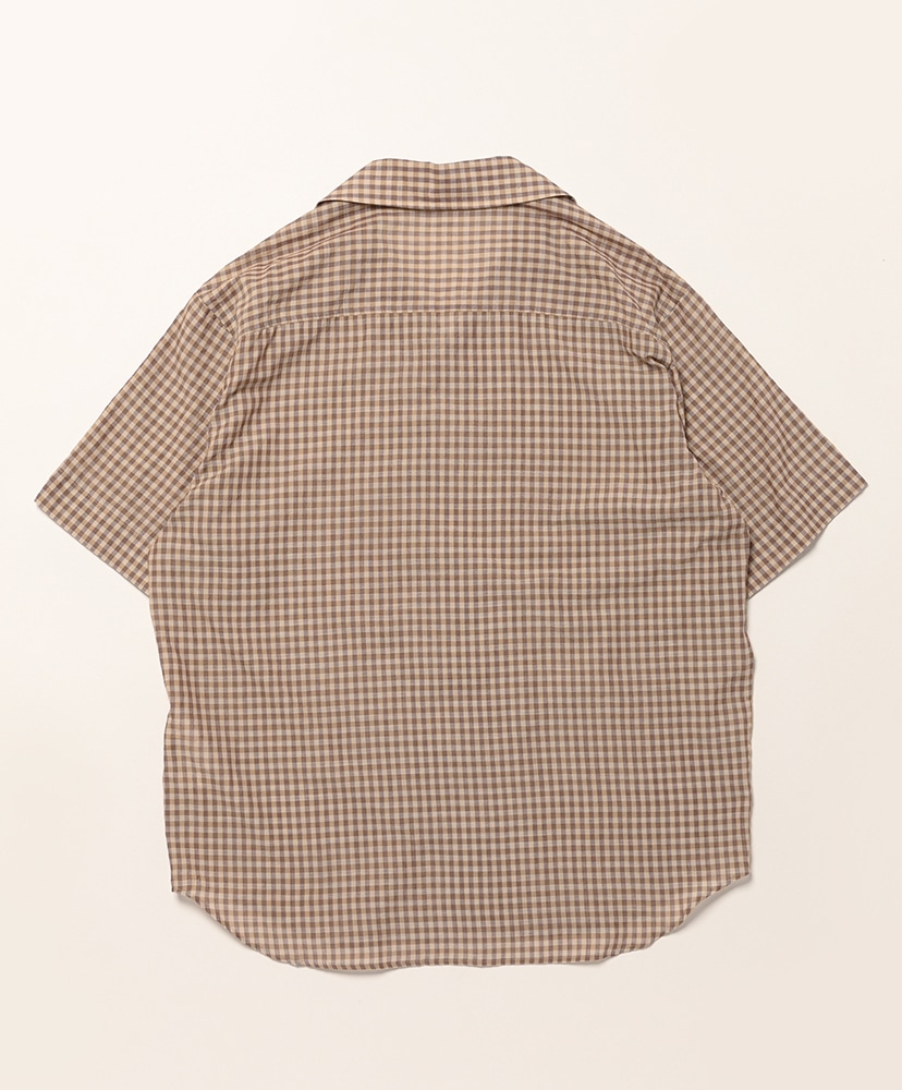 Airy Light Cotton Check Half Sleeved Shirt Brown Gingham Check/ブラウンギンガムチェック 3(MEN)