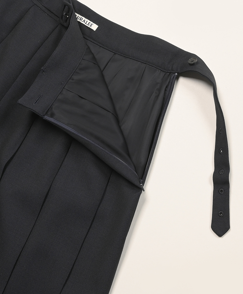 Wool Kid Mohair Hopsack Pleated Skirt Dark Navy/ダークネイビー 0(WOMEN)