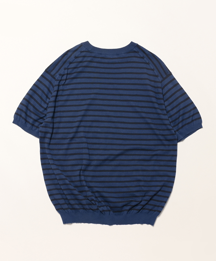 High Gauge Cotton Knit Tee Blue Navy Stripe/ブルーネイビーストライプ 5(MEN)