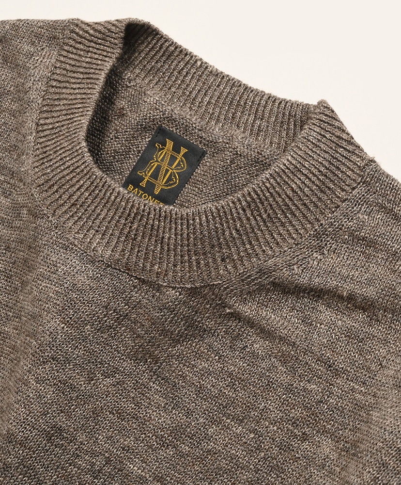 Women's Washed High Count Linen Crew Neck Short Sleeve Brown/ブラウン 1(WOMEN)