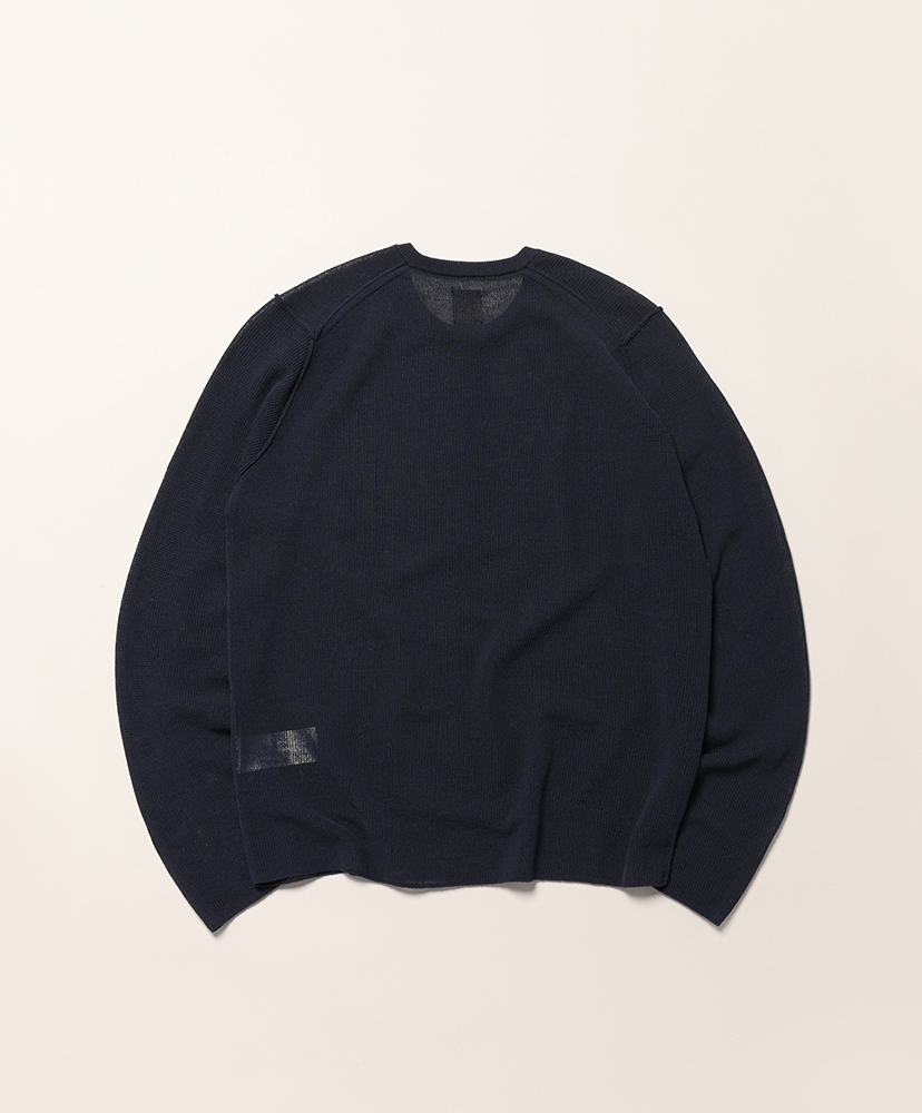 Women Sheer Thermal Henley Neck Long Sleeve Navy/ネイビー 1(WOMEN)