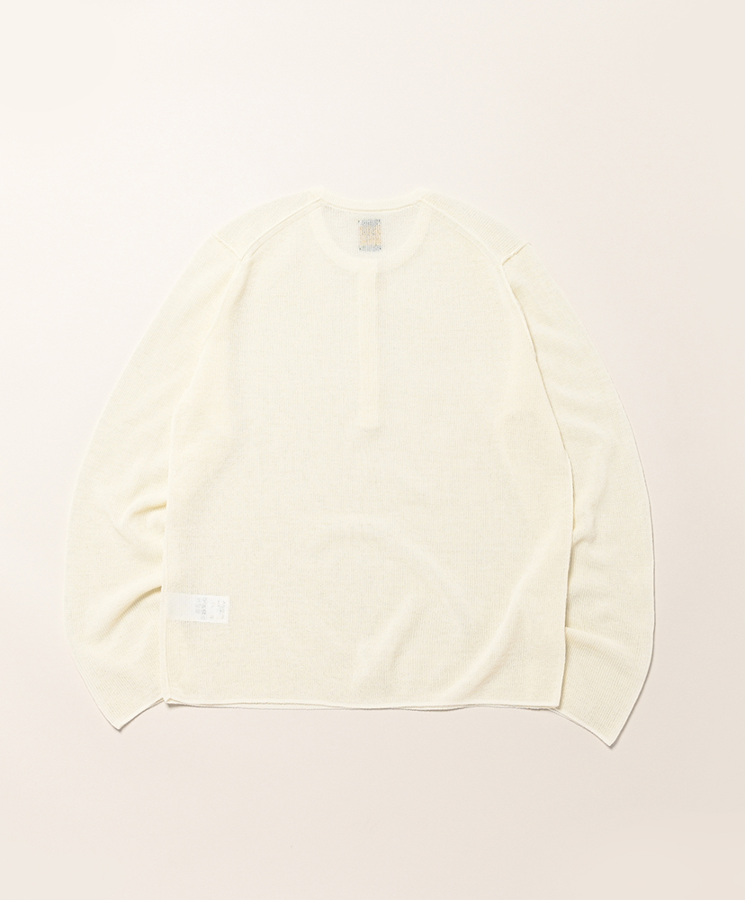Women Sheer Thermal Henley Neck Long Sleeve White/ホワイト 1(WOMEN)