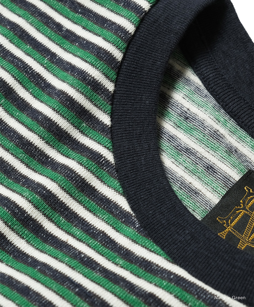 Women OCHIWATA Border No Sleeve T-Shirt Navy×Green/ネイビー×グリーン 1(WOMEN)