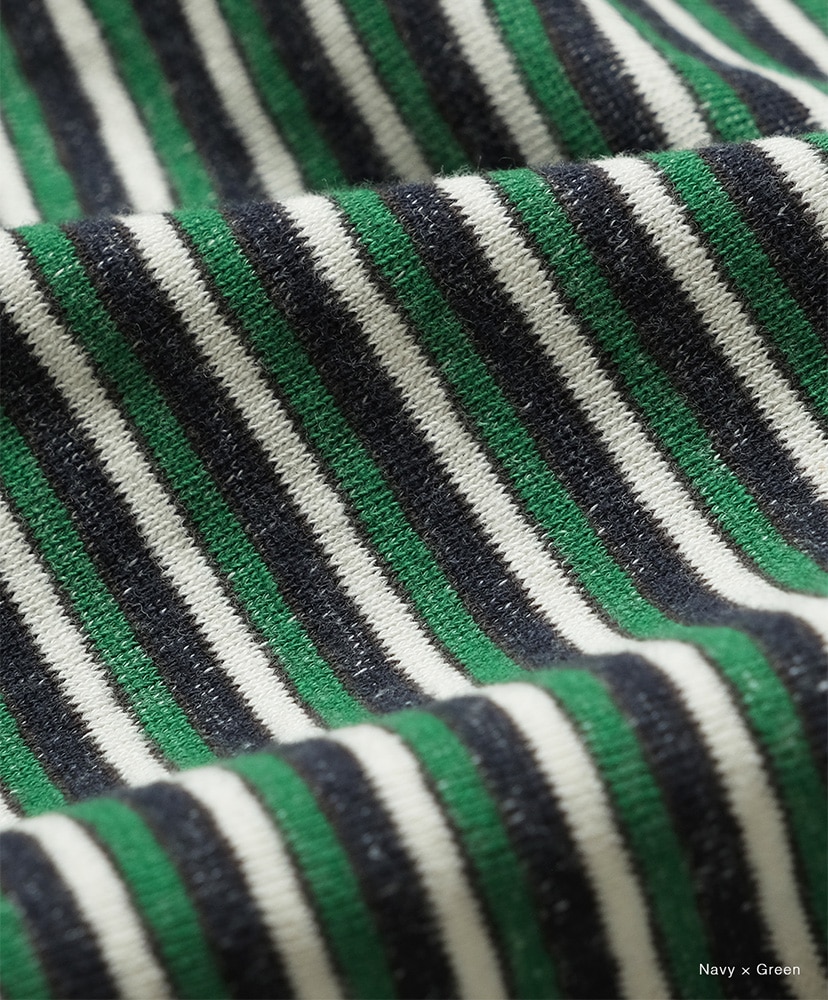 Women OCHIWATA Border No Sleeve T-Shirt Navy×Green/ネイビー×グリーン 1(WOMEN)