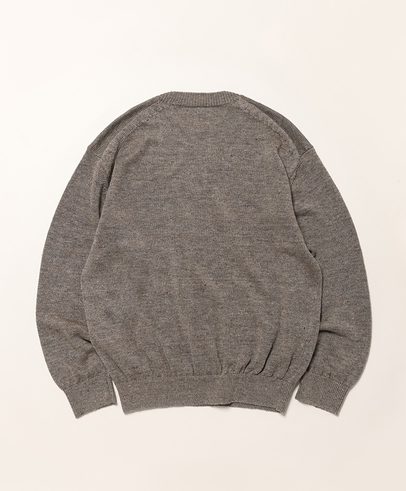 Men Washed High Count Linen Crew Neck Brown/ブラウン 1(MEN)