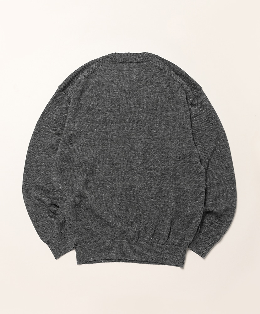 Men Washed High Count Linen Crew Neck Charcoal/チャコール 1(MEN)