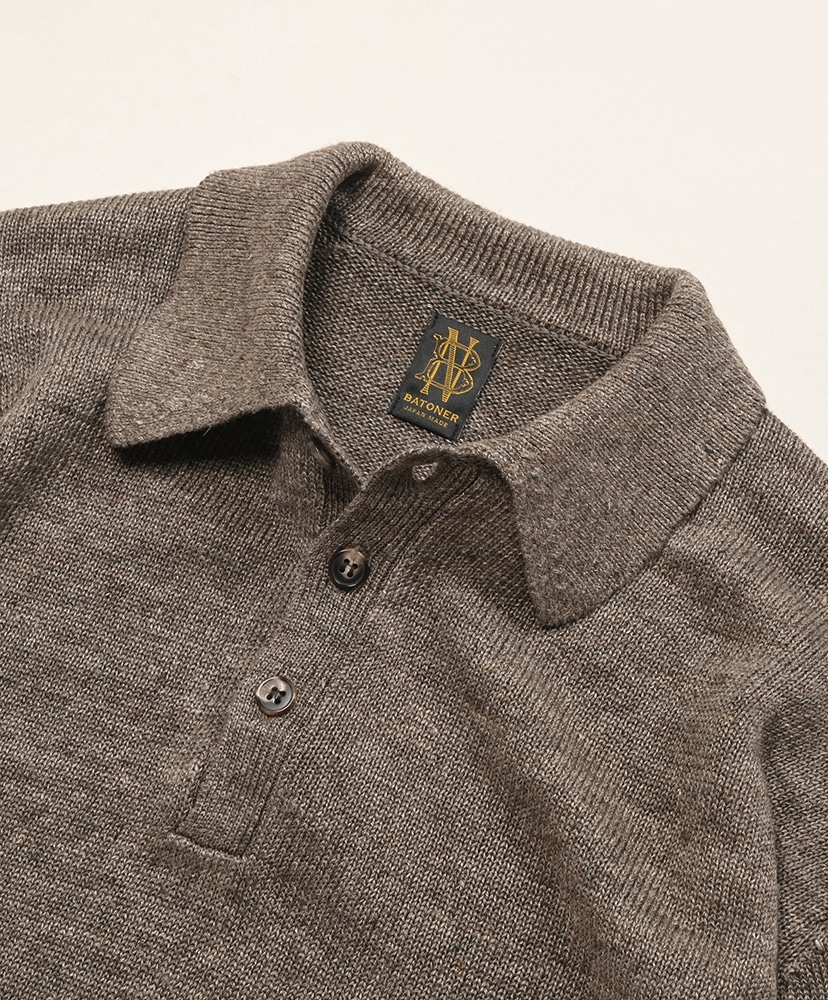 Men's Washed High Count Linen Polo Brown/ブラウン 1(MEN)