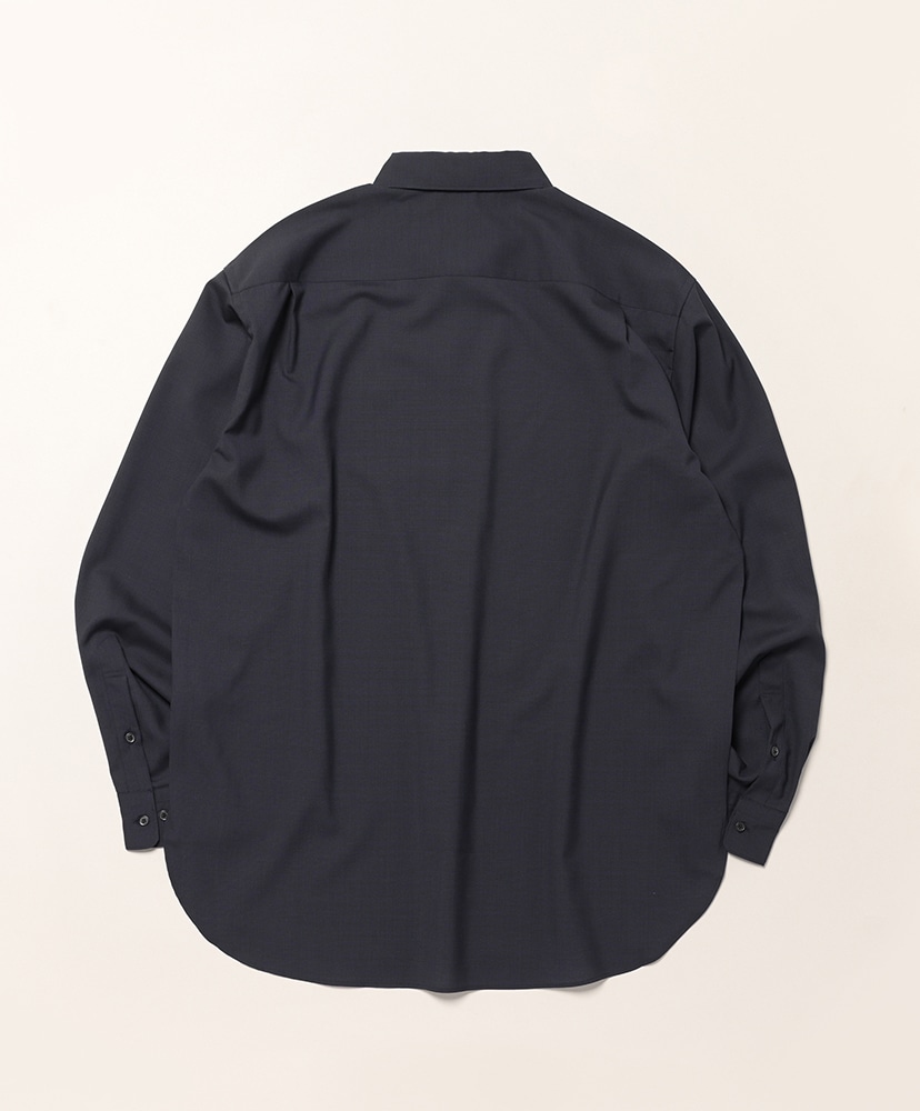 Men Solid Wool Regular Collar Shirt Houndstooth Navy/ハウンドトゥースネイビー 1(MEN)